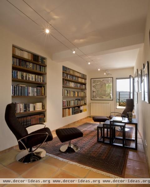 Library with Recessed Bookshelves - contemporary - living room - other metro