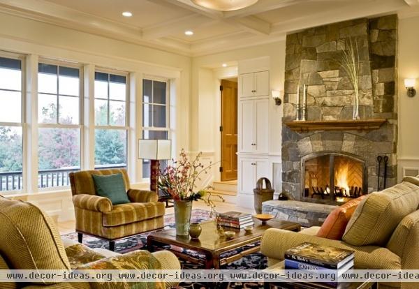 Shingle style home in Hanover NH - traditional - living room - burlington