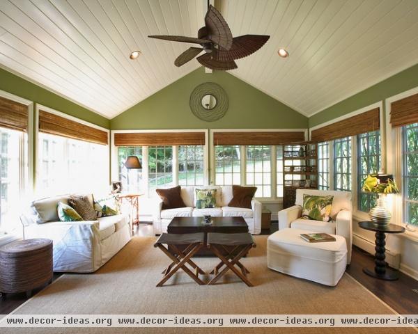 Plantation Sunroom - tropical - family room - new york