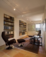 Library with Recessed Bookshelves - contemporary - living room - other metro