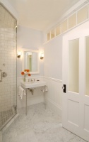 Greek Revival Bath with Transom Windows - traditional - bathroom - boston