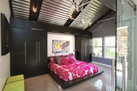 Contemporary Platform Bed with Glass Garage Doors - contemporary - bedroom - salt lake city