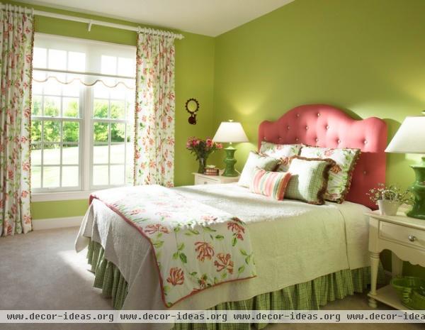 Pink and Green Bedroom - traditional - bedroom - san diego