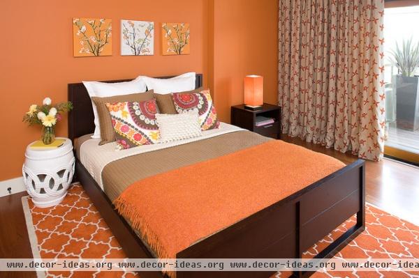 Hillside Sanctuary:  Tangerine guest bedroom by Kimball Starr Interior Design - contemporary - bedroom - san francisco