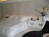 master bedroom in white and silver - modern - bedroom - miami