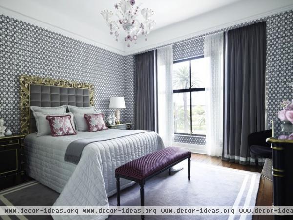 gray and purple bedroom - contemporary - bedroom -