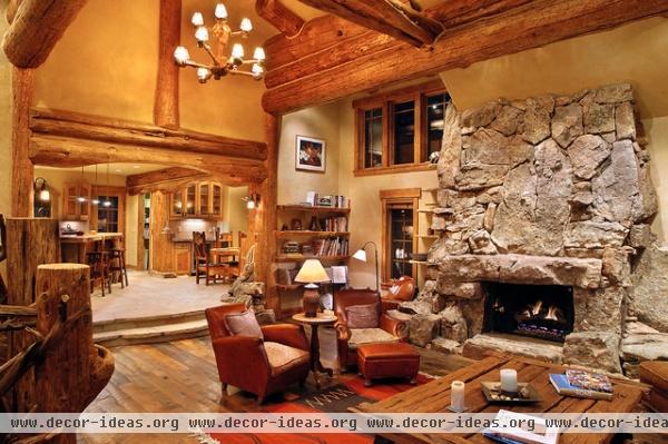 Hybrid Log House - traditional - living room - vancouver