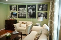 Photo focal point wall in new living room - eclectic - living room - baltimore