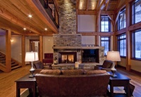 Red Creek Timber Frame - traditional - living room - denver