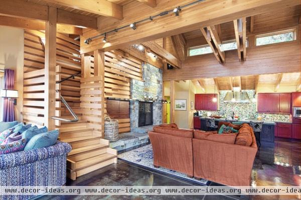 Concrete Floored Abode - a cabin on Lake Wenatchee - contemporary - living room - seattle