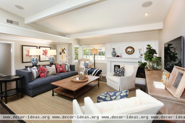 Coastal Family Renovation - eclectic - living room - orange county