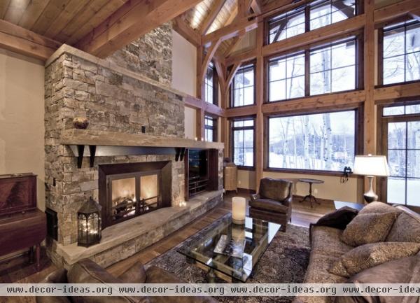 Red Creek Timber Frame - traditional - living room - other metro