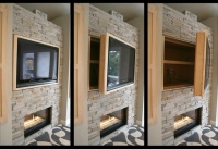 Hidden Storage + Swinging TV Cabinet - modern - living room - portland