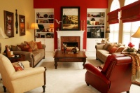 Open Family Room & Breakfast Area in Bold Colors - traditional - family room - atlanta