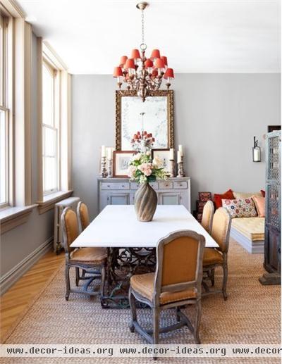 Light Transitional Dining Room by Deborah French