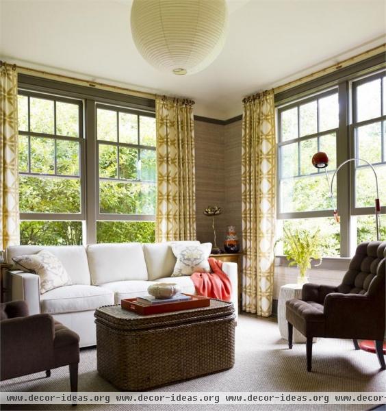 Cozy Transitional Family Room by Gideon Mendelson