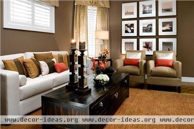 Cozy Transitional Family Room by Jane Lockhart