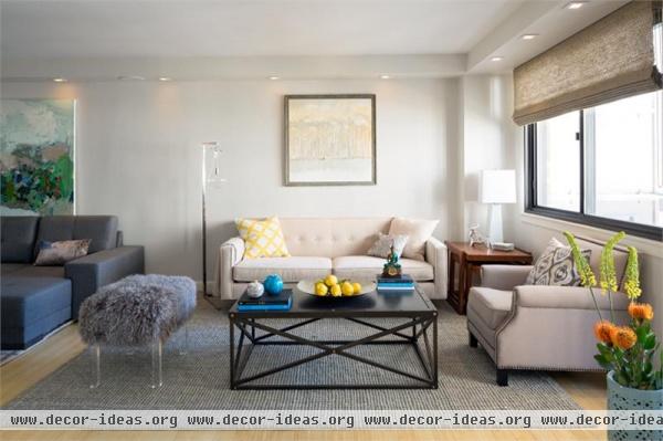 Casual Transitional Living Room by Sara Jazayeri