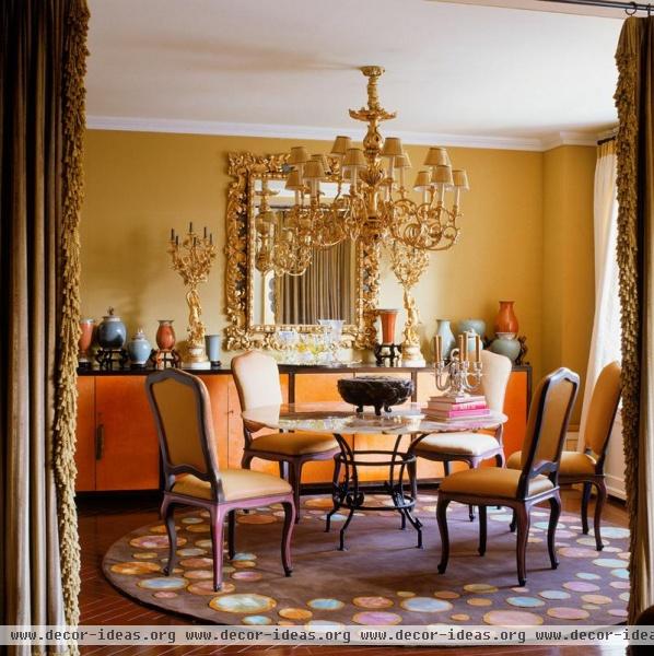 Dramatic Transitional Dining Room by Drake Design Associates