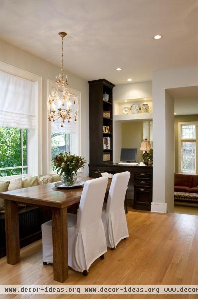 Light Transitional Dining Room by Emily Mackie