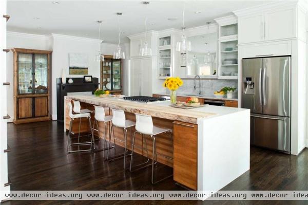 Open Transitional Kitchen by TerraCotta Properties