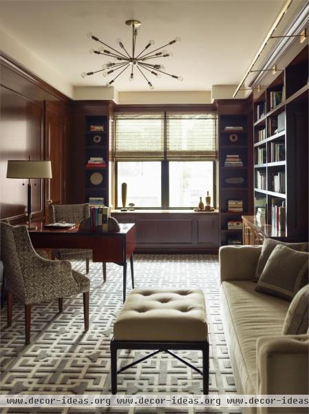 Cozy Transitional Home Office by Gideon Mendelson