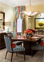 Dramatic Transitional Dining Room by Jeffrey and Deborah Fisher