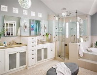 Light Transitional Bathroom by Laura Britt