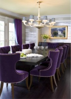 Dramatic Transitional Dining Room by Drake Design Associates