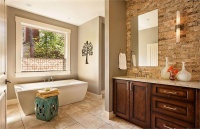 Relaxing Transitional Bathroom by Garrison Hullinger