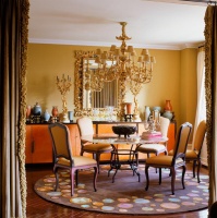 Dramatic Transitional Dining Room by Drake Design Associates