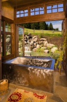 Relaxing Transitional Bathroom by Jerry Locati