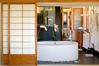 Relaxing Transitional Bathroom by Tracy Murdock