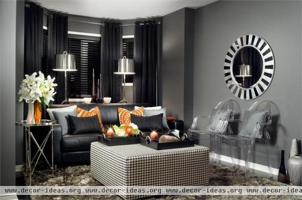 Dark Transitional Living Room by Jane Lockhart