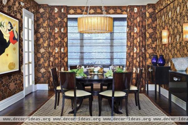 Dramatic Transitional Dining Room by Evelyn Benatar