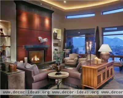 Dark Contemporary Living Room by Lori Carroll