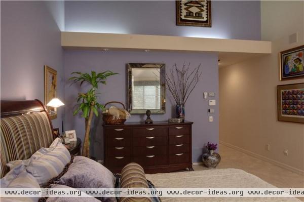 Relaxing Transitional Bedroom by David Landy