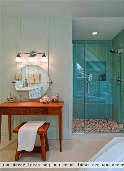 Relaxing Transitional Bathroom by Mimi Fong