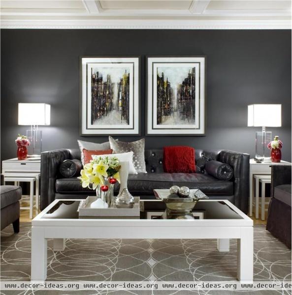 Dark Transitional Living Room by Jane Lockhart