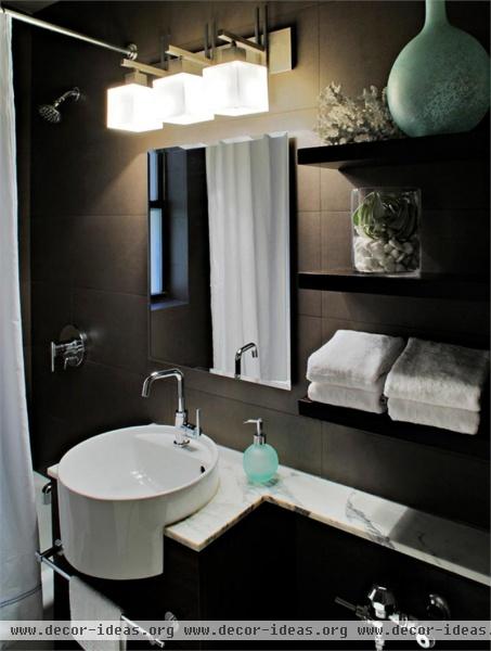 Dark Contemporary Bathroom by Mimi Fong