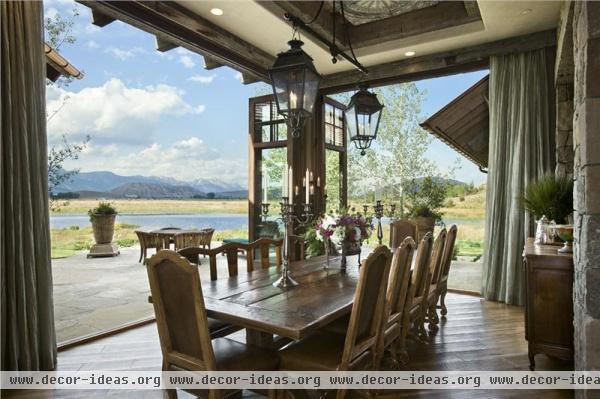 Stately Country/Rustic Dining Room by Jerry Locati