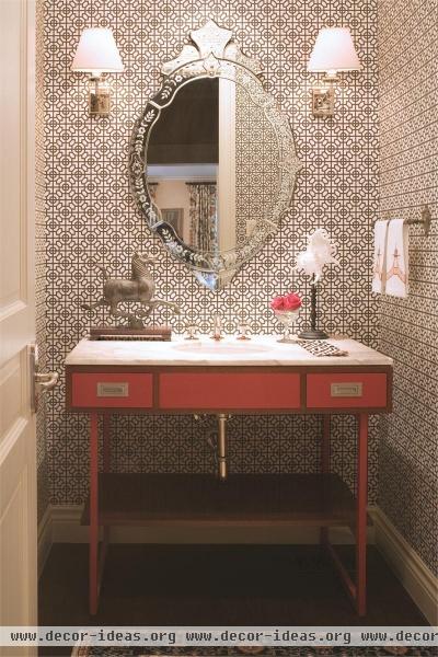 Dramatic Transitional Bathroom by Andrea Schumacher