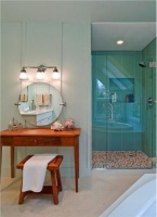 Relaxing Transitional Bathroom by Mimi Fong