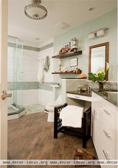 Relaxing Transitional Bathroom by Nicole Rice