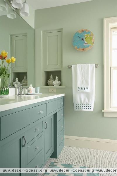 Light Transitional Bathroom by Lisa Peck