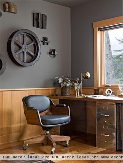 Dark Contemporary Home Office by Jessica Helgerson