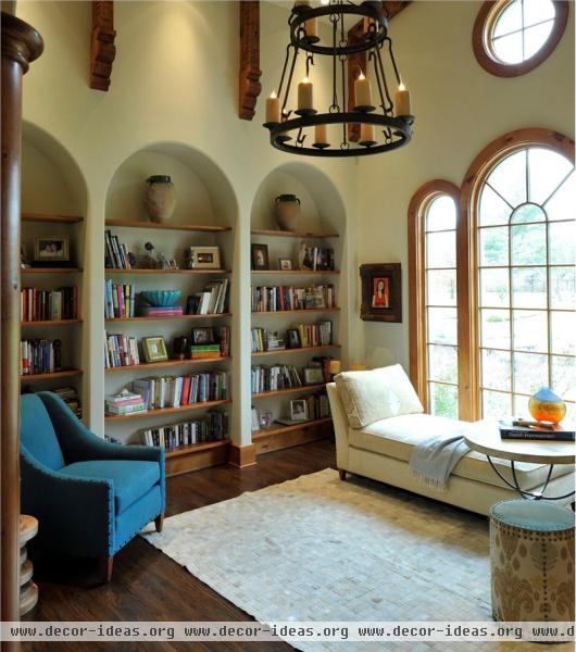 Cozy Transitional Library by Jamie Beckwith