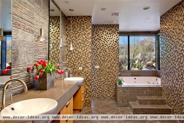 Relaxing Transitional Bathroom by Lori Carroll