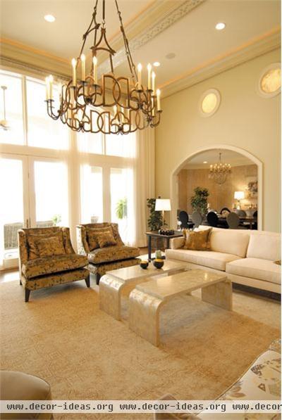 Open Transitional Living Room by Julie O'Brien