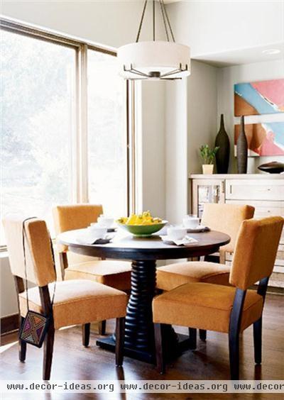 Sunny Transitional Dining Room by Laura Britt